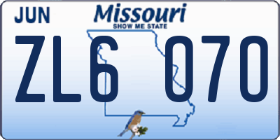 MO license plate ZL6O7O