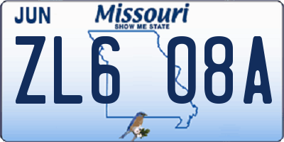 MO license plate ZL6O8A