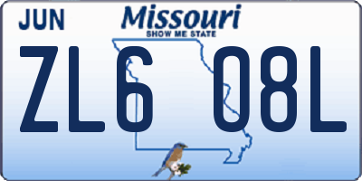 MO license plate ZL6O8L