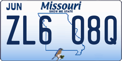 MO license plate ZL6O8Q