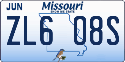 MO license plate ZL6O8S