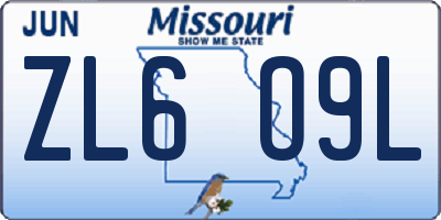 MO license plate ZL6O9L
