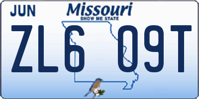 MO license plate ZL6O9T
