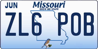 MO license plate ZL6P0B