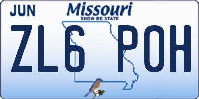 MO license plate ZL6P0H