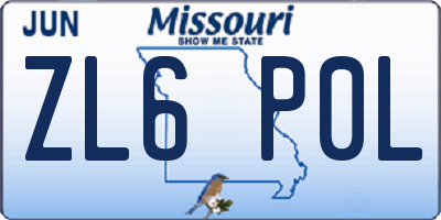 MO license plate ZL6P0L
