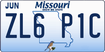 MO license plate ZL6P1C