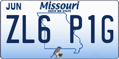 MO license plate ZL6P1G