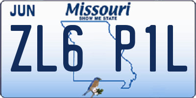MO license plate ZL6P1L