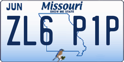 MO license plate ZL6P1P