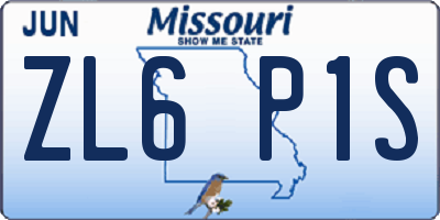 MO license plate ZL6P1S