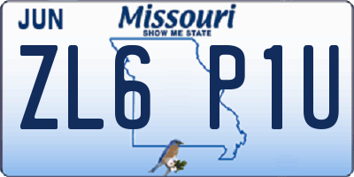 MO license plate ZL6P1U
