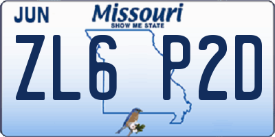 MO license plate ZL6P2D