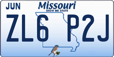 MO license plate ZL6P2J