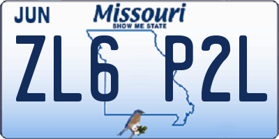 MO license plate ZL6P2L