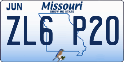MO license plate ZL6P2O