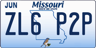 MO license plate ZL6P2P