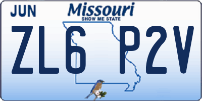 MO license plate ZL6P2V