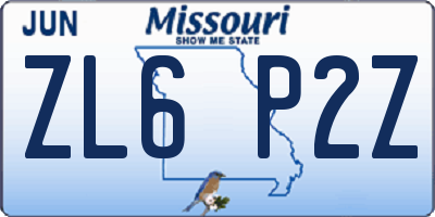 MO license plate ZL6P2Z