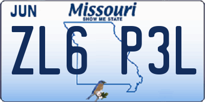 MO license plate ZL6P3L