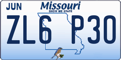 MO license plate ZL6P3O