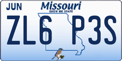 MO license plate ZL6P3S
