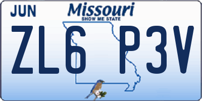 MO license plate ZL6P3V