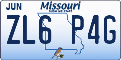 MO license plate ZL6P4G