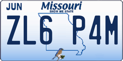 MO license plate ZL6P4M