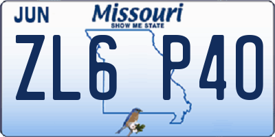 MO license plate ZL6P4O