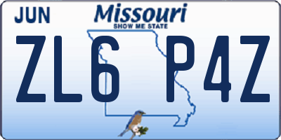 MO license plate ZL6P4Z