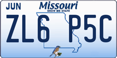 MO license plate ZL6P5C
