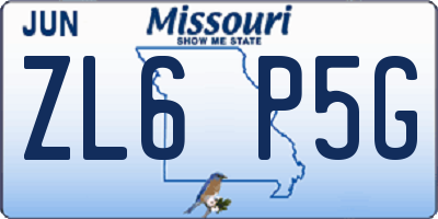 MO license plate ZL6P5G
