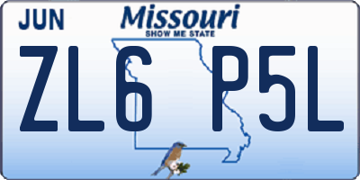 MO license plate ZL6P5L