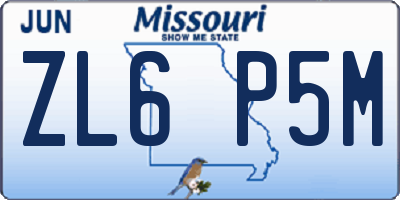 MO license plate ZL6P5M