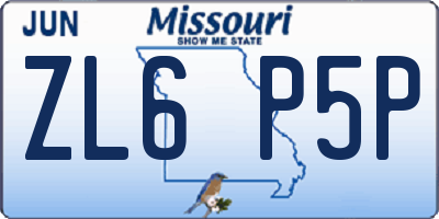 MO license plate ZL6P5P