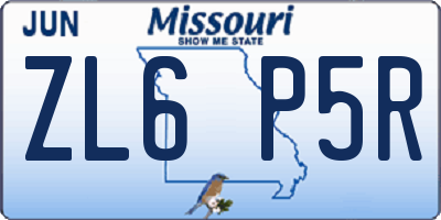 MO license plate ZL6P5R