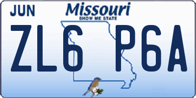 MO license plate ZL6P6A