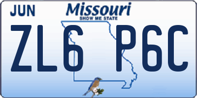 MO license plate ZL6P6C
