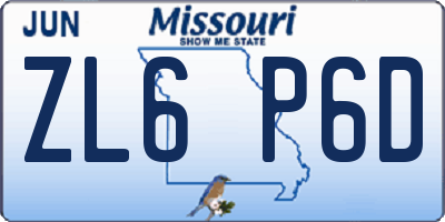 MO license plate ZL6P6D
