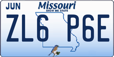 MO license plate ZL6P6E