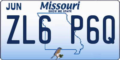MO license plate ZL6P6Q