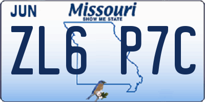MO license plate ZL6P7C