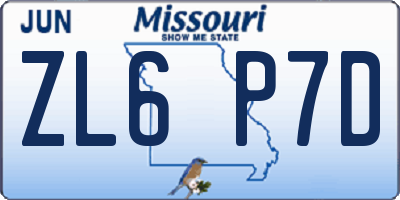 MO license plate ZL6P7D