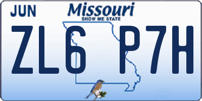 MO license plate ZL6P7H