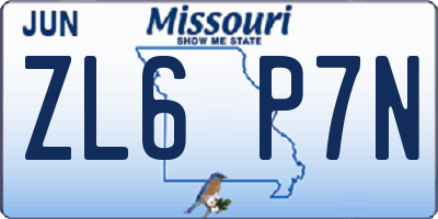 MO license plate ZL6P7N