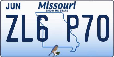 MO license plate ZL6P7O