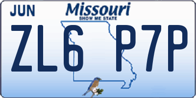 MO license plate ZL6P7P