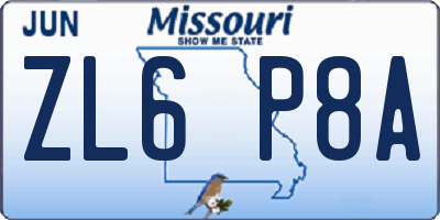 MO license plate ZL6P8A