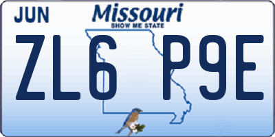 MO license plate ZL6P9E
